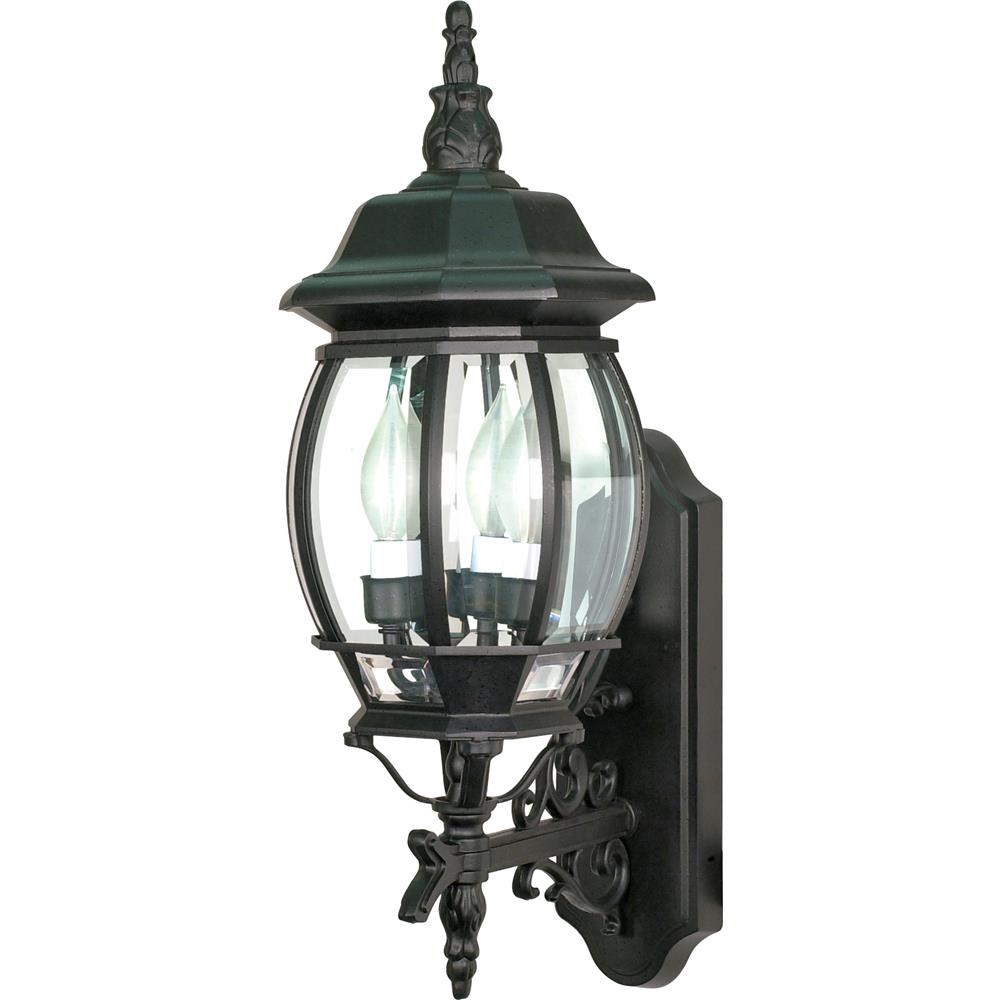 Nuvo Lighting 60/890  Central Park - 3 Light - 22" - Wall Lantern with Clear Beveled Glass in Textured Black Finish